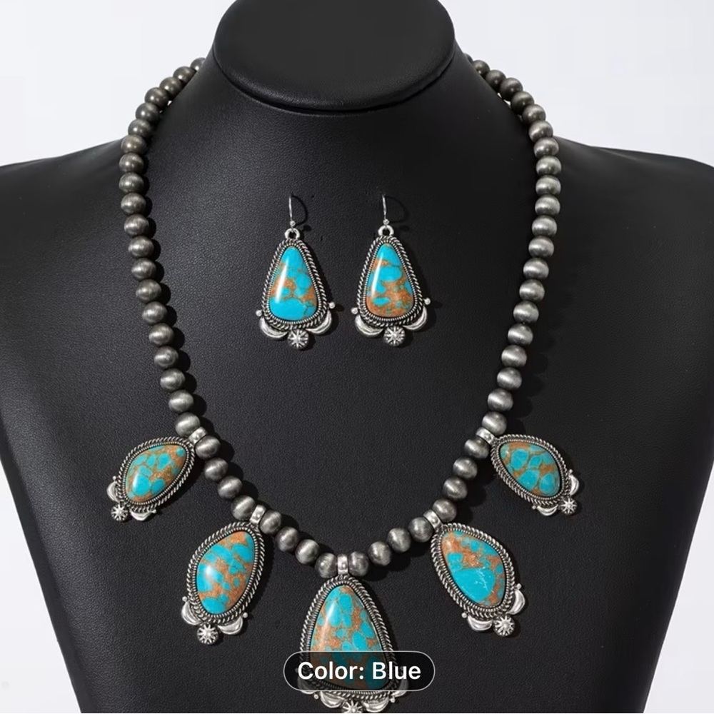 Retro Fashion Bohemian women Necklace and Earring Set - Picture 2 of 6